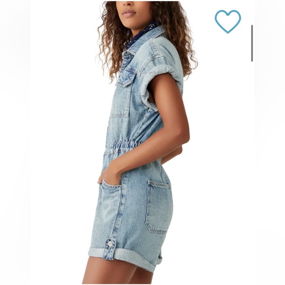 NWT Free People Women's Marci Cuffed Denim Shortalls Size XS - Picture 3 of 8
